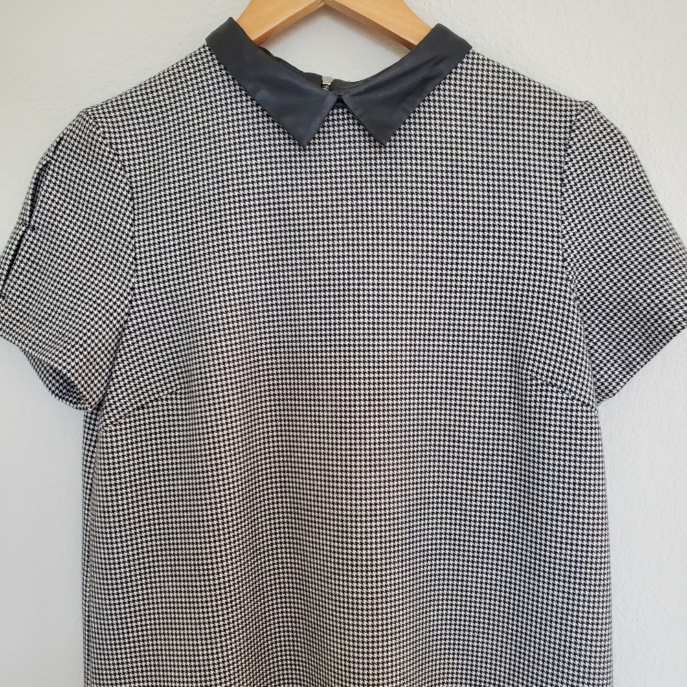 🎈SOLD 🎈ZARA Houndstooth Faux Leather Collar Dress - Picture 6 of 12